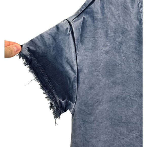 Stateside Soft Tencel Frayed Hem Washed Blue T-Shirt Dress Size Small - Picture 8 of 12